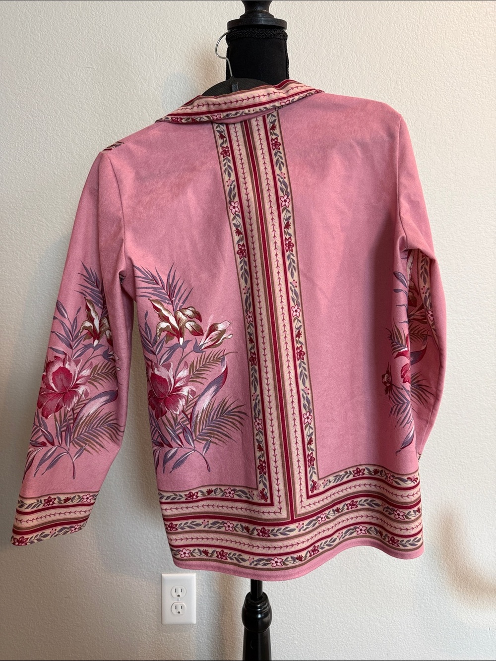 Bohemian granny-core festival Vintage 70’s Pink Floral Pullover Harlow top shirt - Picture 7 of 9